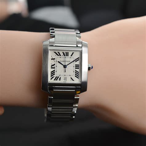 cartier watch steel tank francaise large model|cartier tank francaise with diamonds.